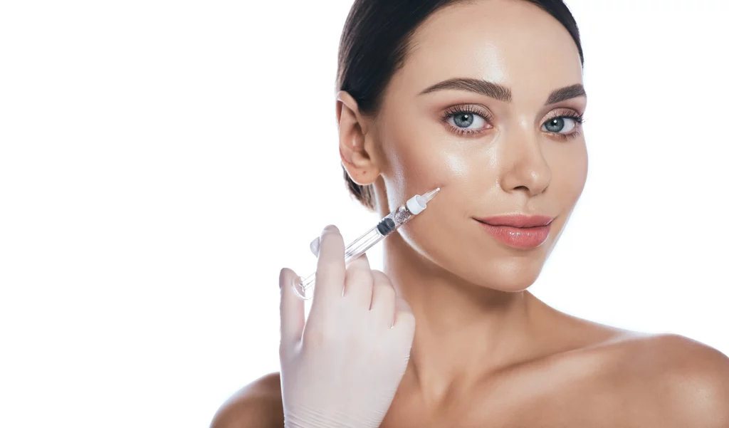 a woman getting botox injection